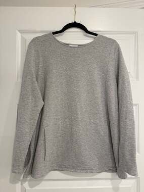 Pure Jill Heather Grey Long Sleeve Cotton Blend Pocket Top